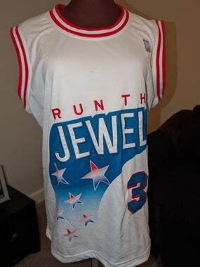 Run The Jewels White & Blue Basketball Jersey